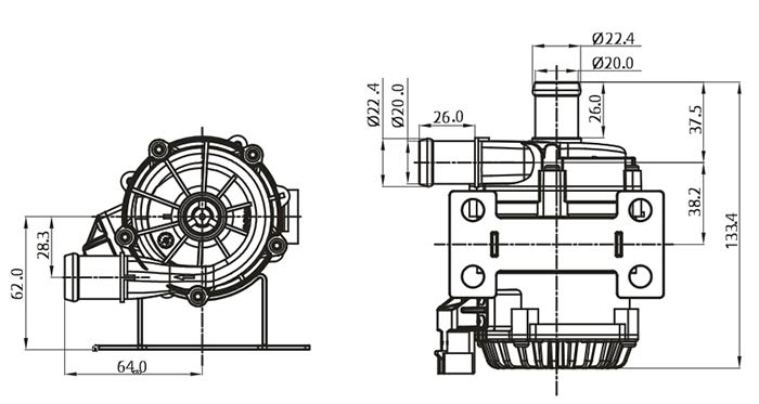 Intelligent toilet water pump VP80A size