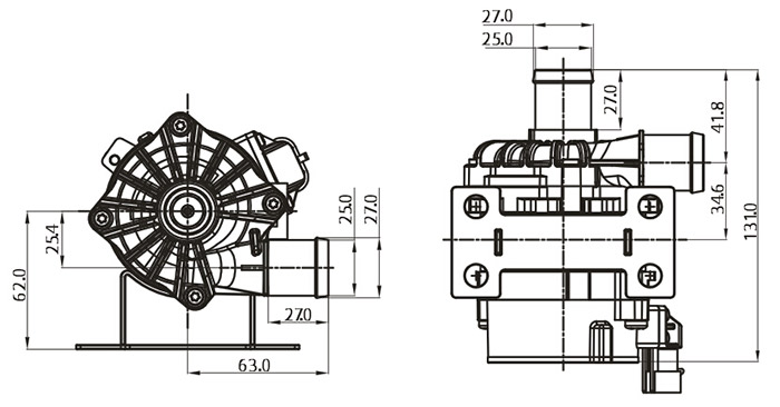 Auto Water Pump 12v VP80E Size