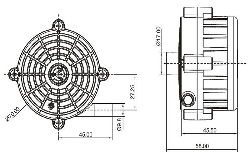 cpu cooler pump vp70a size