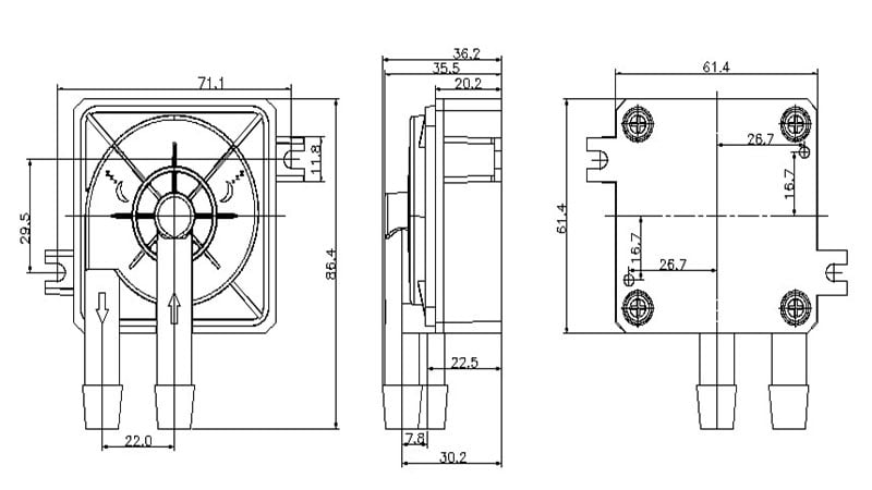 pc cooling pump VP60D size