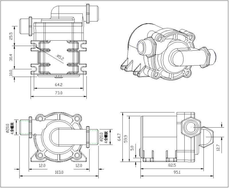 solar water heater pumps vp40s size