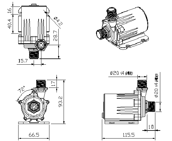 solar water heater pumps vp40s size