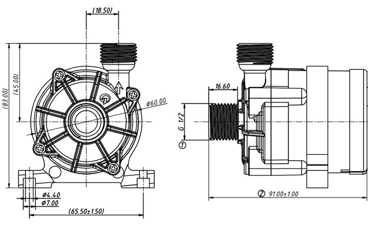 gas water heater pump vp60p size